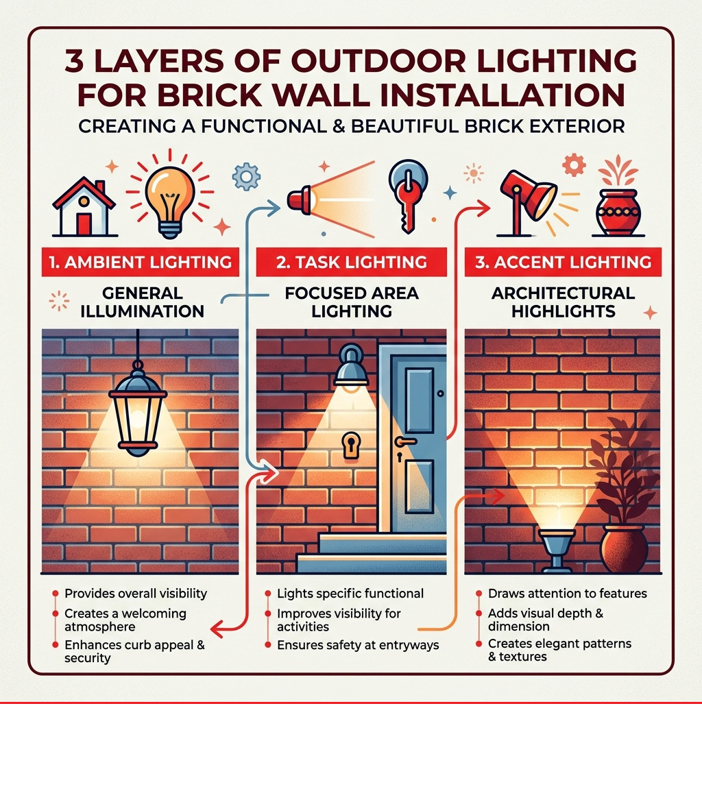 Three layers of outdoor lighting for brick wall installation: ambient, task, and accent explained - installing outdoor light Three layers of outdoor lighting for brick wall installation: ambient, task, and accent explained - installing outdoor light