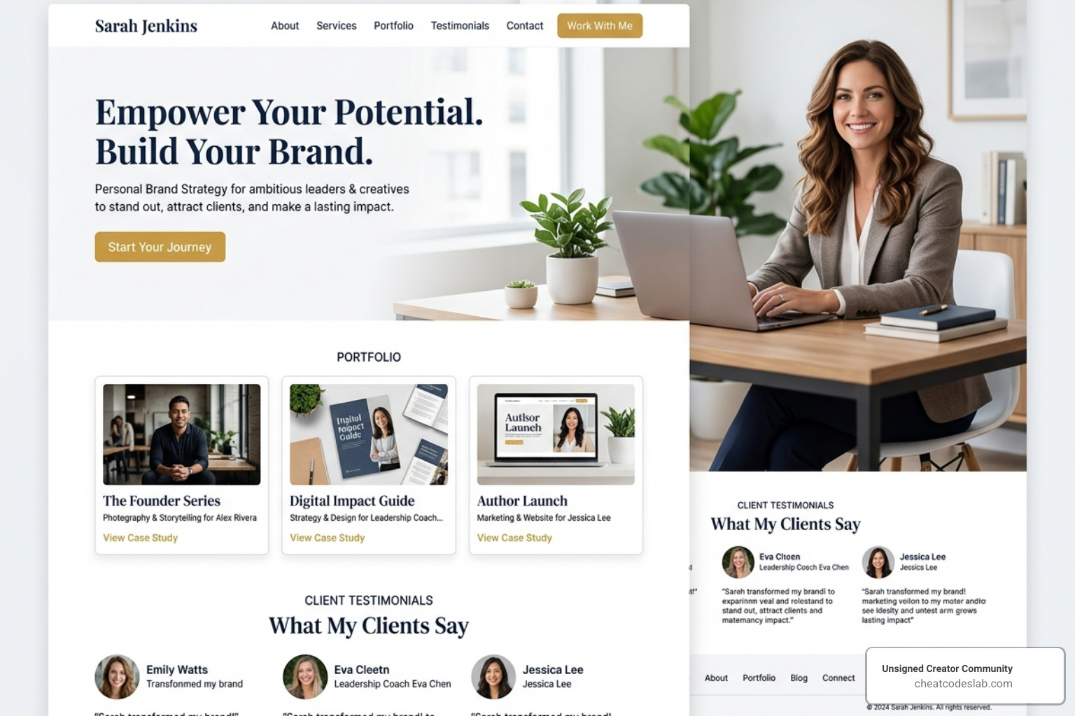 high-converting personal brand homepage layout - Personal brand website design