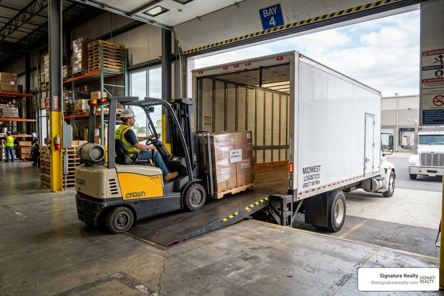 straight truck bed perfectly aligning with a warehouse floor for forklift access - what is dock height box truck straight truck bed perfectly aligning with a warehouse floor for forklift access - what is dock height box truck