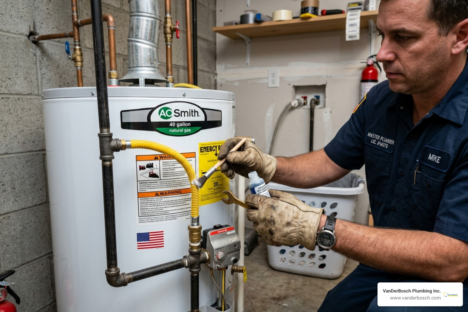 licensed plumber inspecting a water heater gas line - plumber water heater repair licensed plumber inspecting a water heater gas line - plumber water heater repair