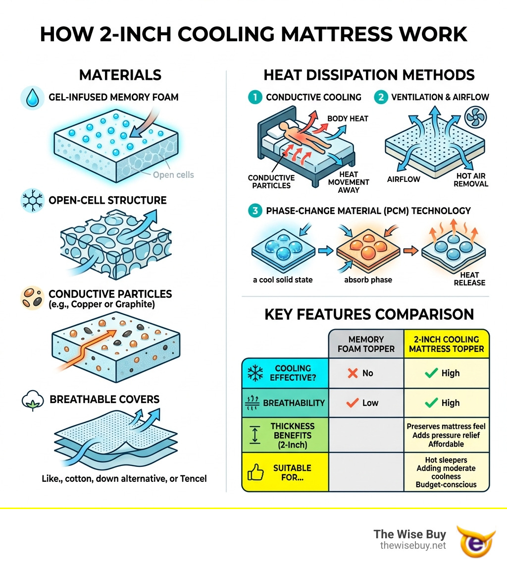 How 2-inch cooling mattress toppers work: materials, heat dissipation methods, and key features comparison - 2 cooling How 2-inch cooling mattress toppers work: materials, heat dissipation methods, and key features comparison - 2 cooling