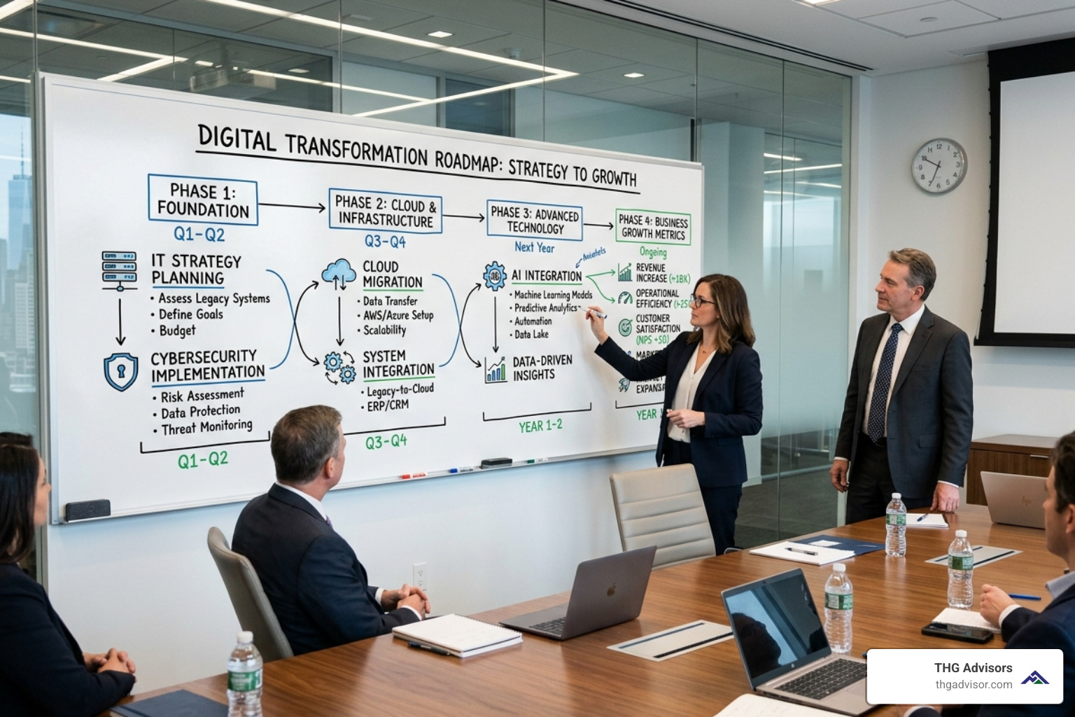 Digital transformation roadmap showing milestones for IT strategy and business growth - fractional CIO Digital transformation roadmap showing milestones for IT strategy and business growth - fractional CIO