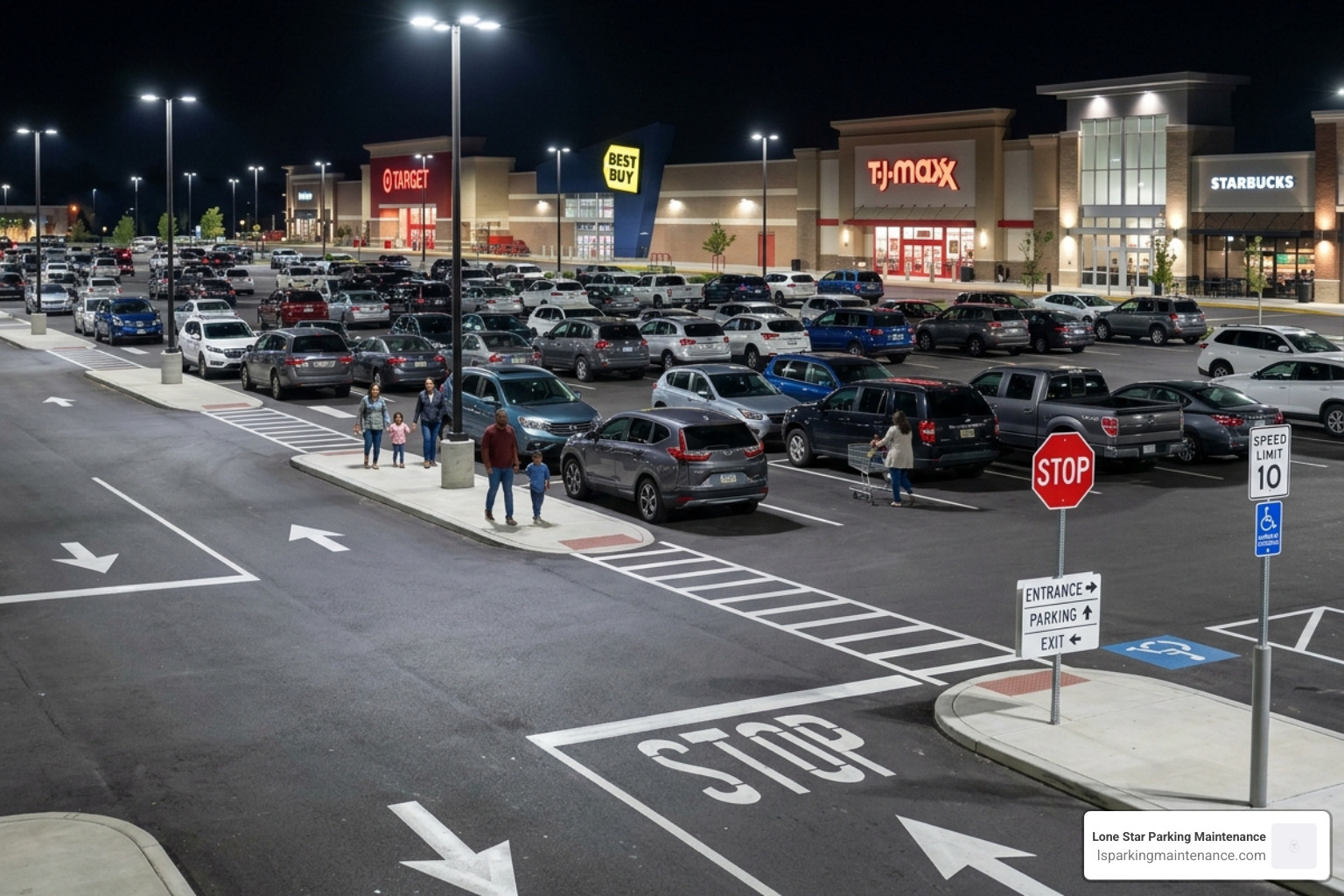 commercial parking lot with clear signage and LED lighting - commercial parking lot design commercial parking lot with clear signage and LED lighting - commercial parking lot design