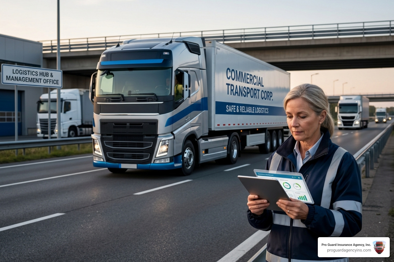 A claims adjuster inspecting vehicle damage after a commercial truck accident - commercial auto liability trucking A claims adjuster inspecting vehicle damage after a commercial truck accident - commercial auto liability trucking