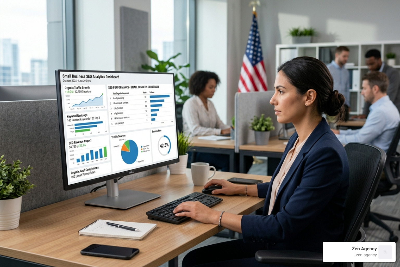 Data analytics dashboard showing small business SEO performance metrics - best seo companies for small business Data analytics dashboard showing small business SEO performance metrics - best seo companies for small business
