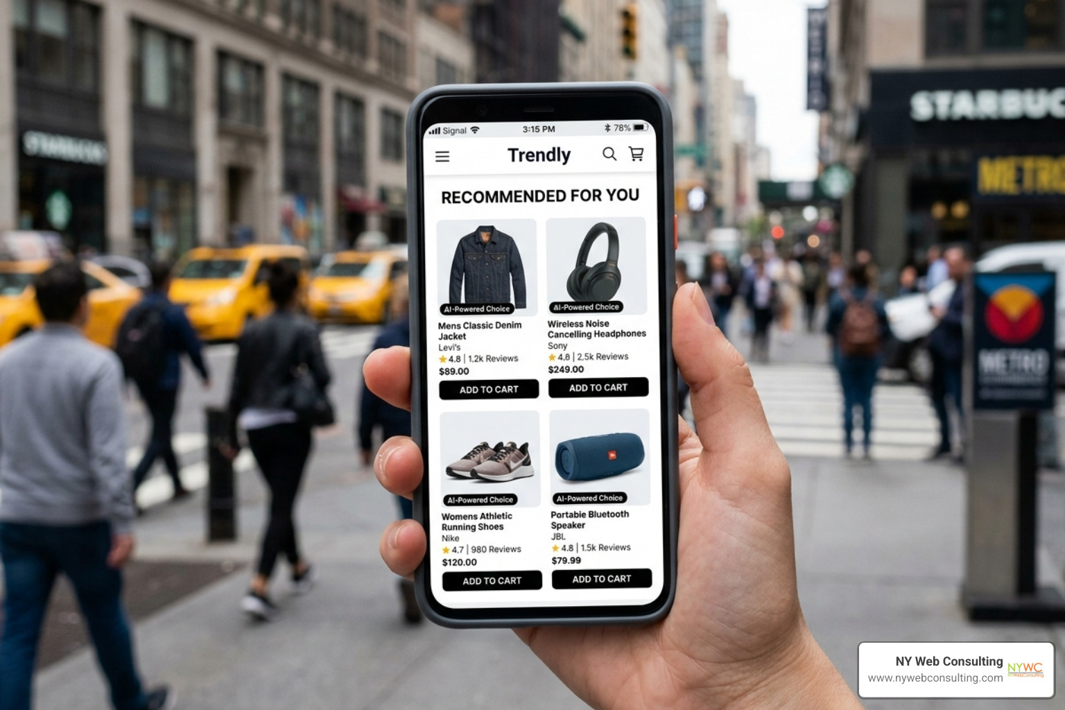 AI-powered product recommendations on a mobile ecommerce app - ecommerce application development company AI-powered product recommendations on a mobile ecommerce app - ecommerce application development company