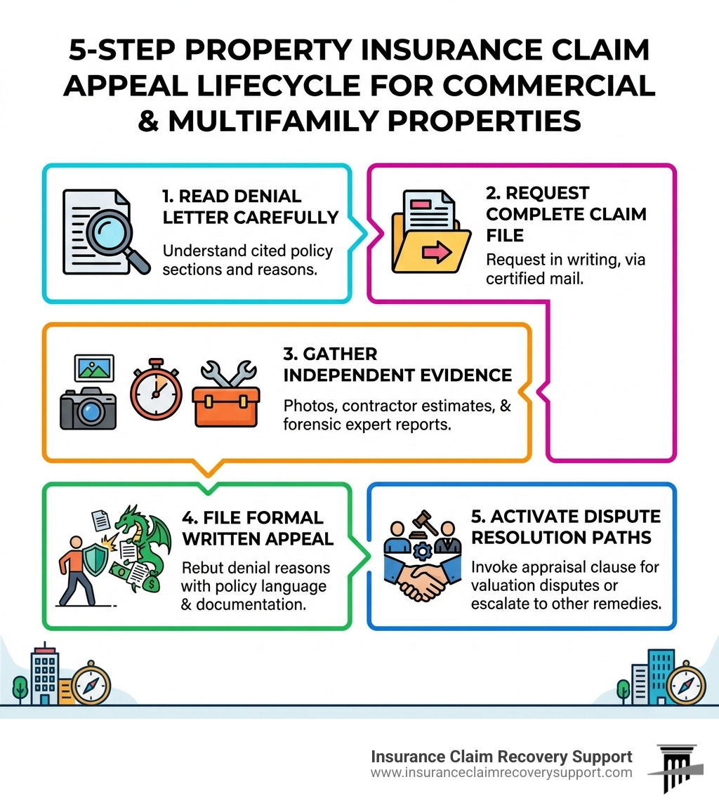 5-step property insurance claim appeal lifecycle for commercial and multifamily properties - fighting insurance claims