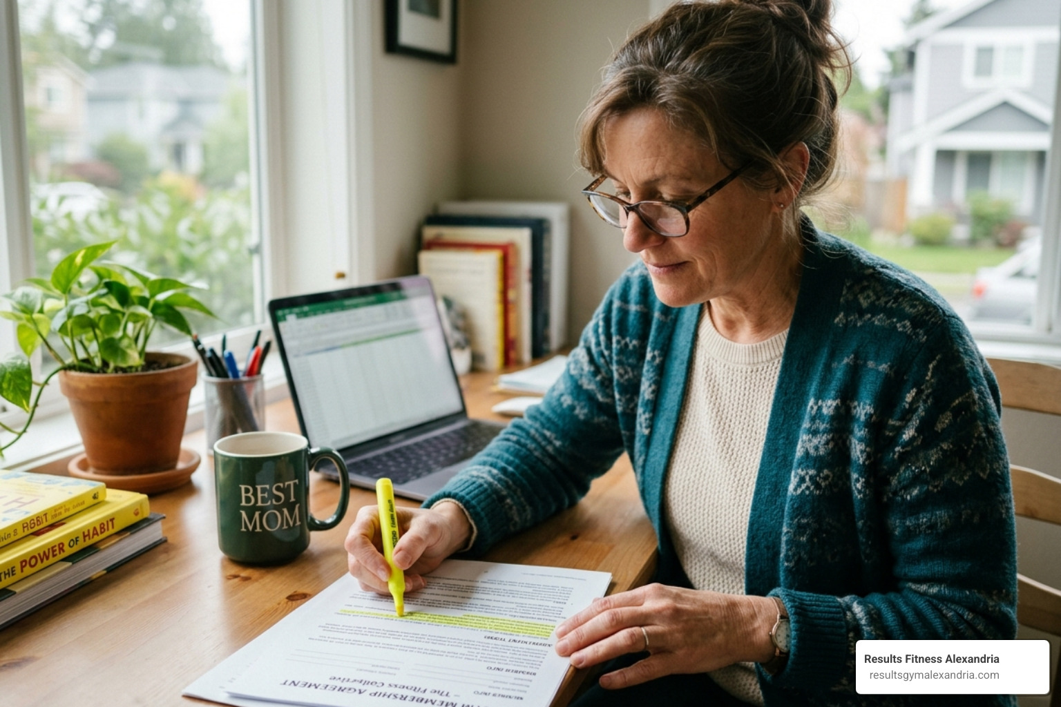 A person reviewing a gym membership agreement with a highlighter - affordable fitness centers