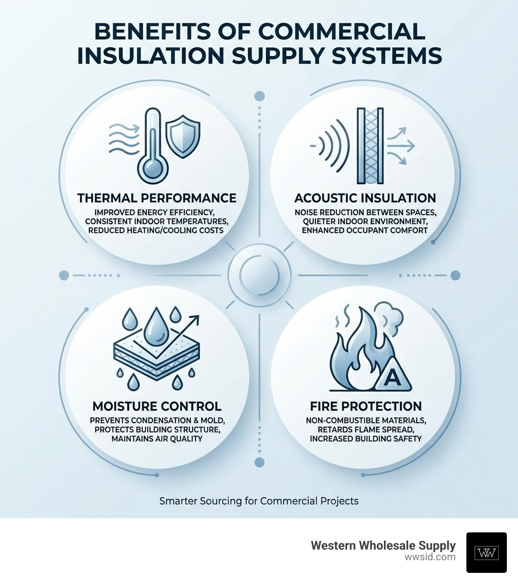 Benefits of commercial insulation supply systems including thermal, acoustic, moisture, and fire performance - commercial Benefits of commercial insulation supply systems including thermal, acoustic, moisture, and fire performance - commercial