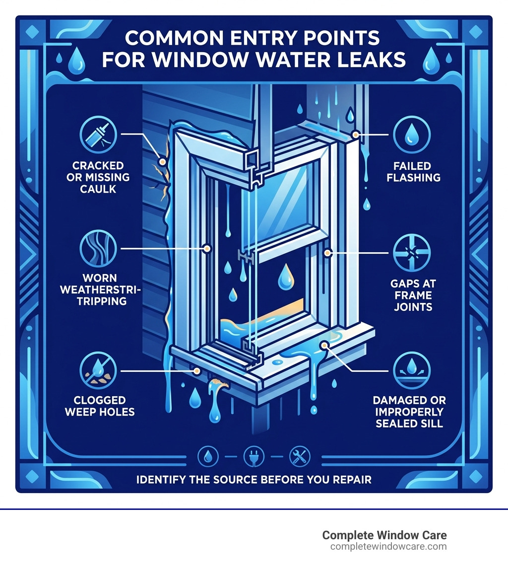 Common entry points for window water leaks infographic - leak around window fix infographic 