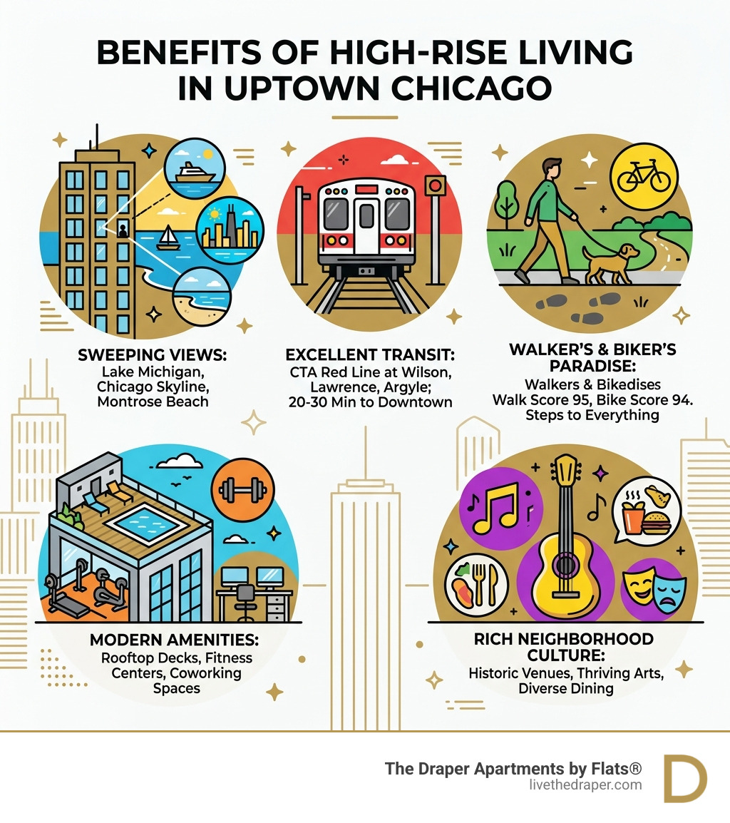 Benefits of high-rise living in Uptown Chicago: views, transit, walkability, amenities, and neighborhood culture - uptown