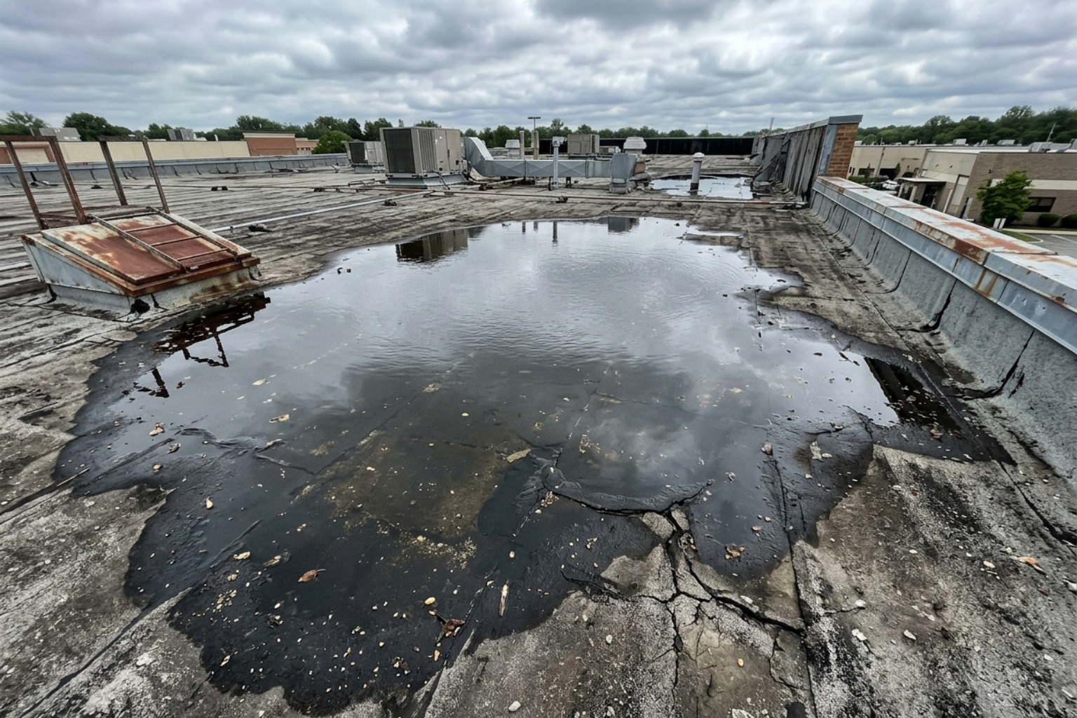 ponding water on a weathered flat roof membrane - flat roof repair companies near me ponding water on a weathered flat roof membrane - flat roof repair companies near me