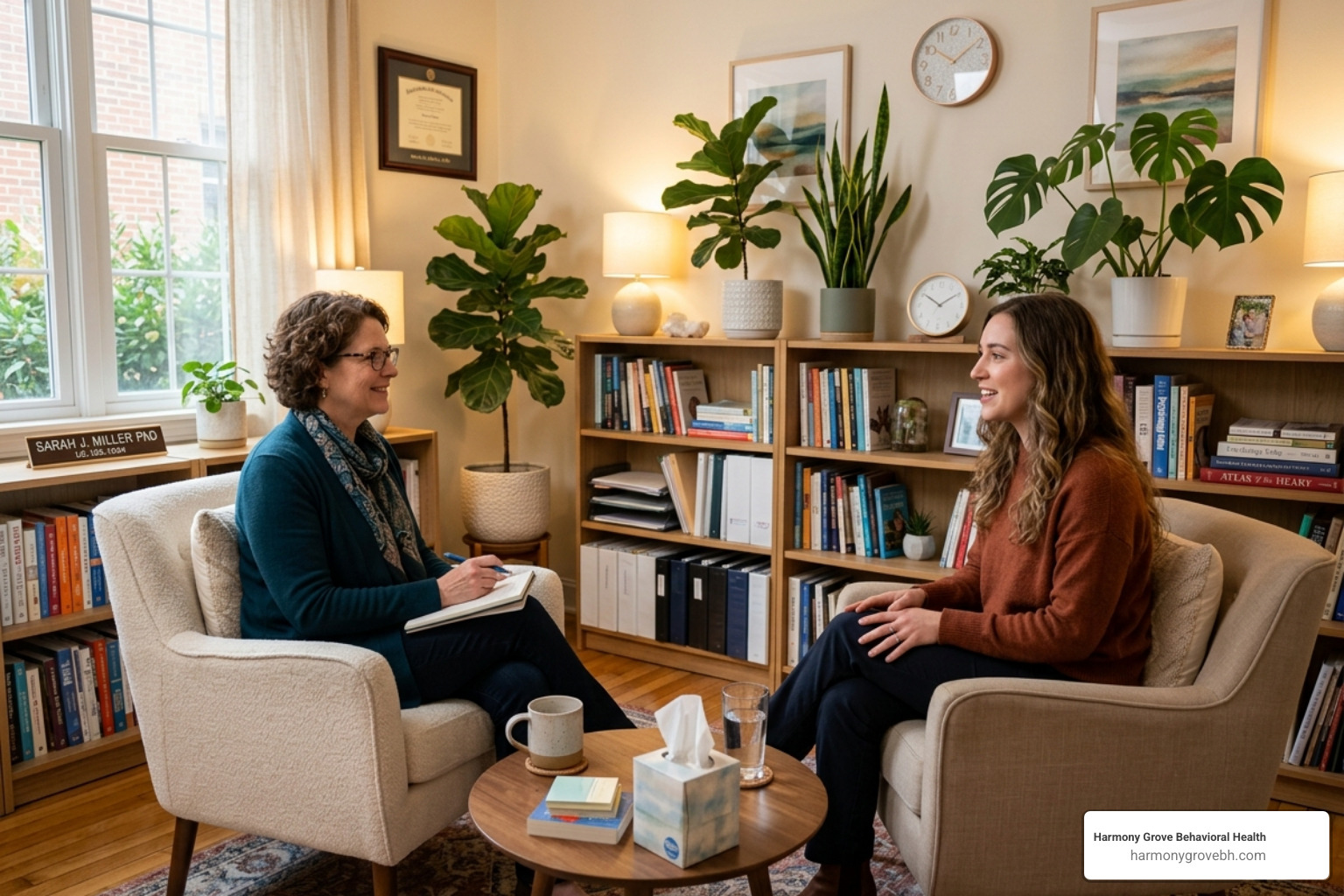 A supportive therapy session in a comfortable office setting - therapy for depression near me A supportive therapy session in a comfortable office setting - therapy for depression near me