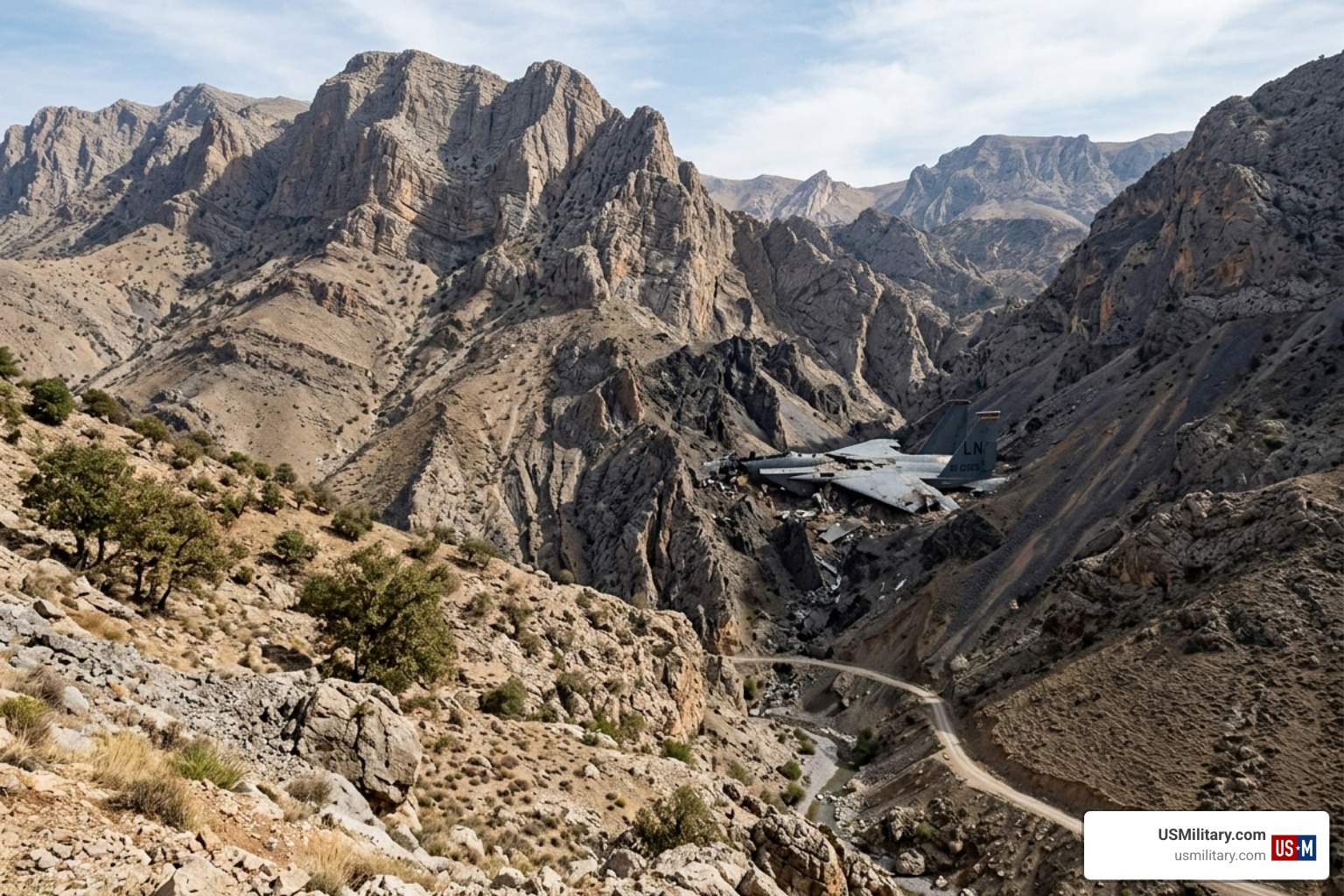 Iranian mountainous landscape where the F-15E crashed - SEAL Team Six Involvement In AF-15 Second Pilot Rescue Mission