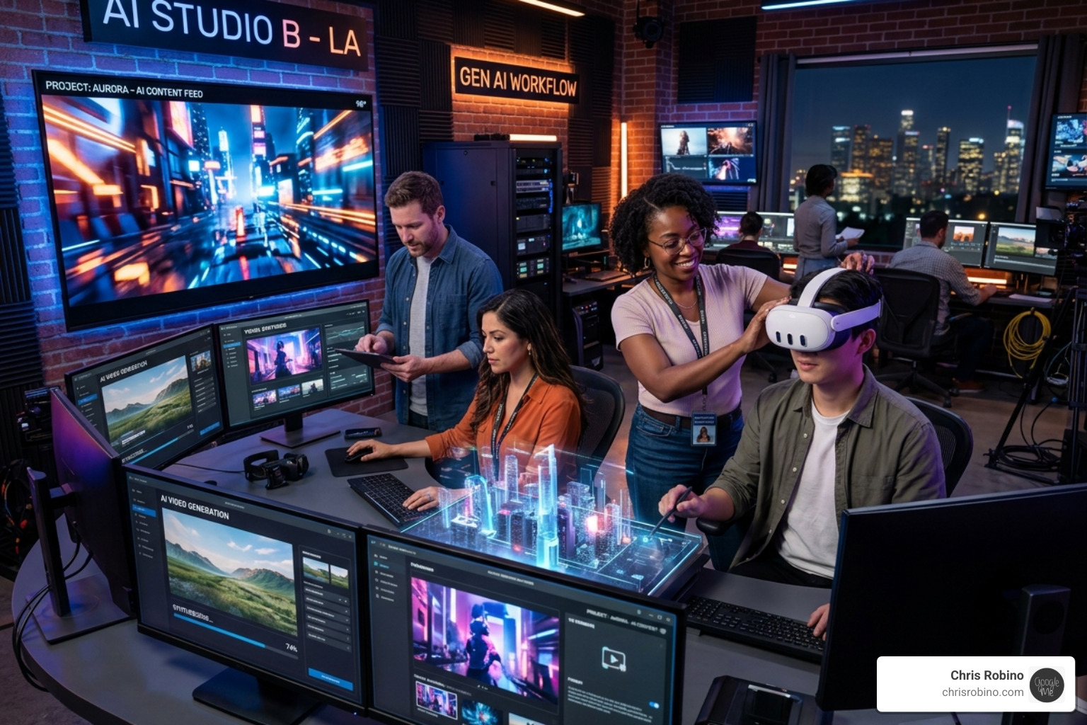 AI-driven content creation process in a modern studio - digital media future