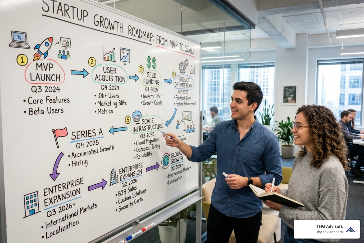 A technology roadmap showing milestones for scaling a startup - on-demand CIO for scaling A technology roadmap showing milestones for scaling a startup - on-demand CIO for scaling