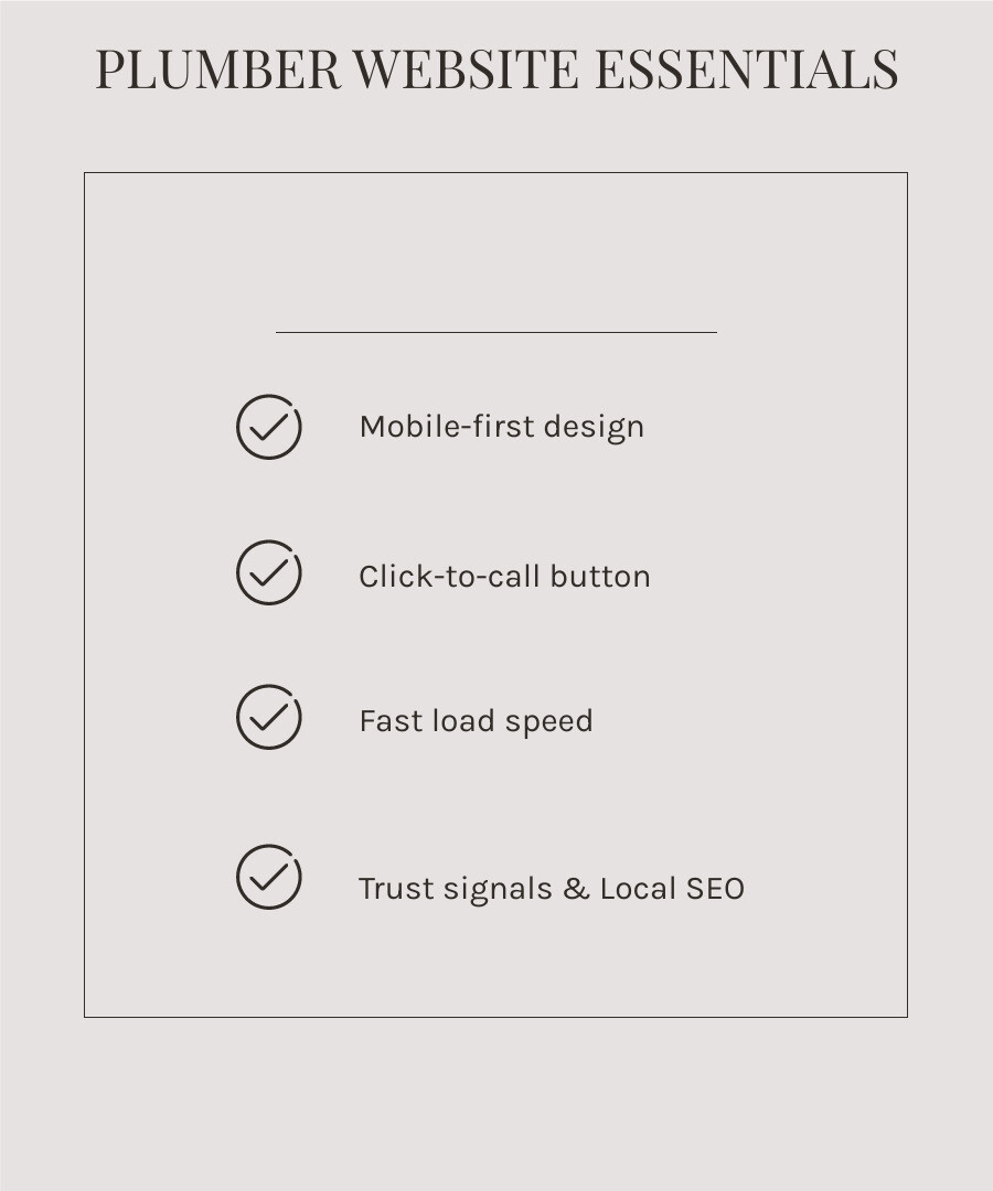 Anatomy of a lead-generating plumbing website infographic - plumber website design infographic checklist-light-beige