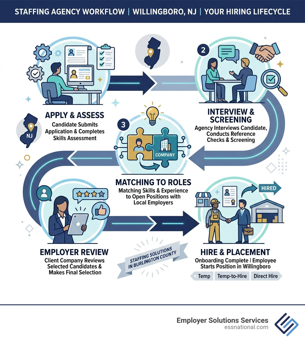 Staffing lifecycle infographic from application to hire in Willingboro NJ - staffing agency willingboro nj infographic 