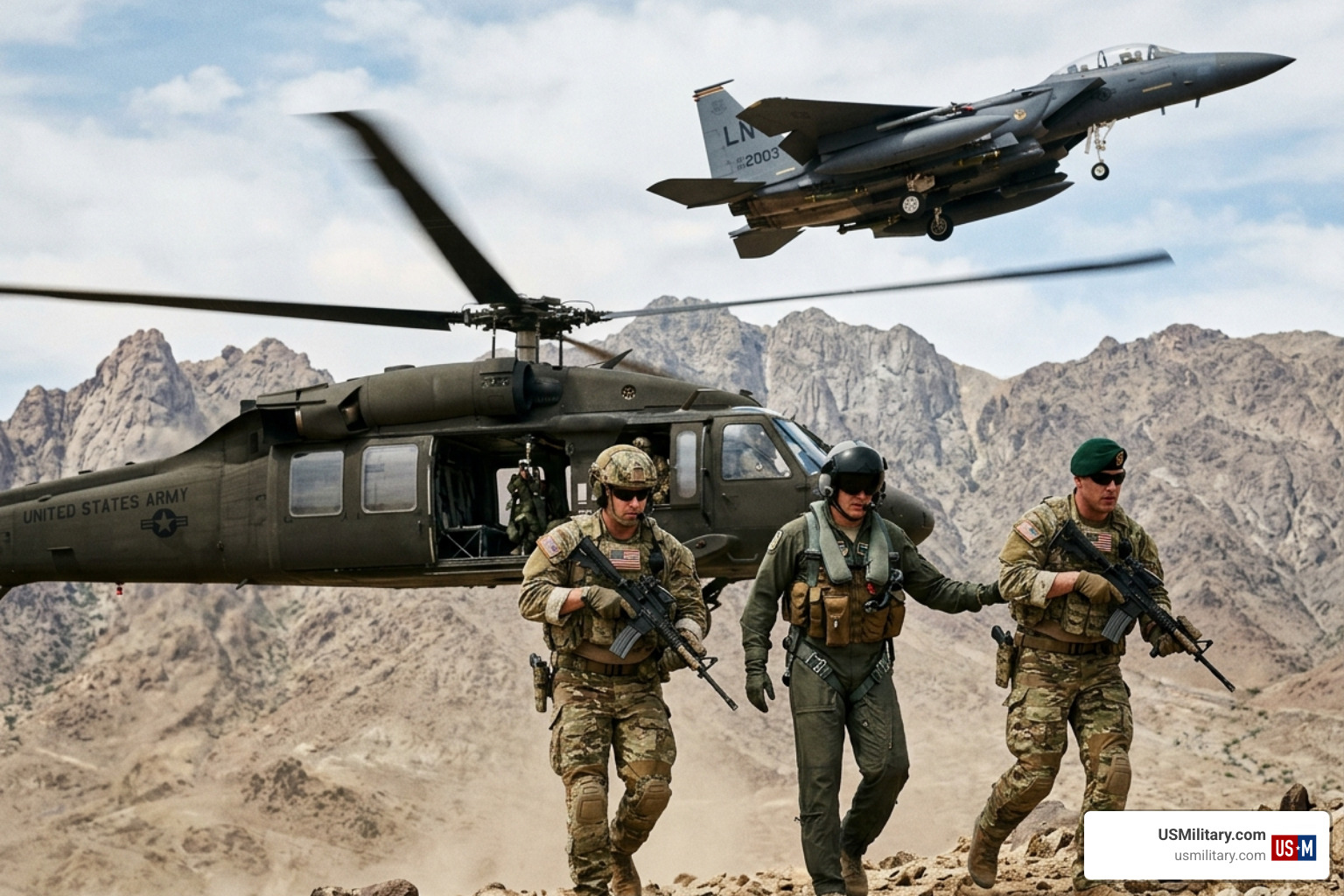 F-15E Strike Eagle in flight over Iran during special operations rescue mission - f-15 pilot rescue show of power by us F-15E Strike Eagle in flight over Iran during special operations rescue mission - f-15 pilot rescue show of power by us