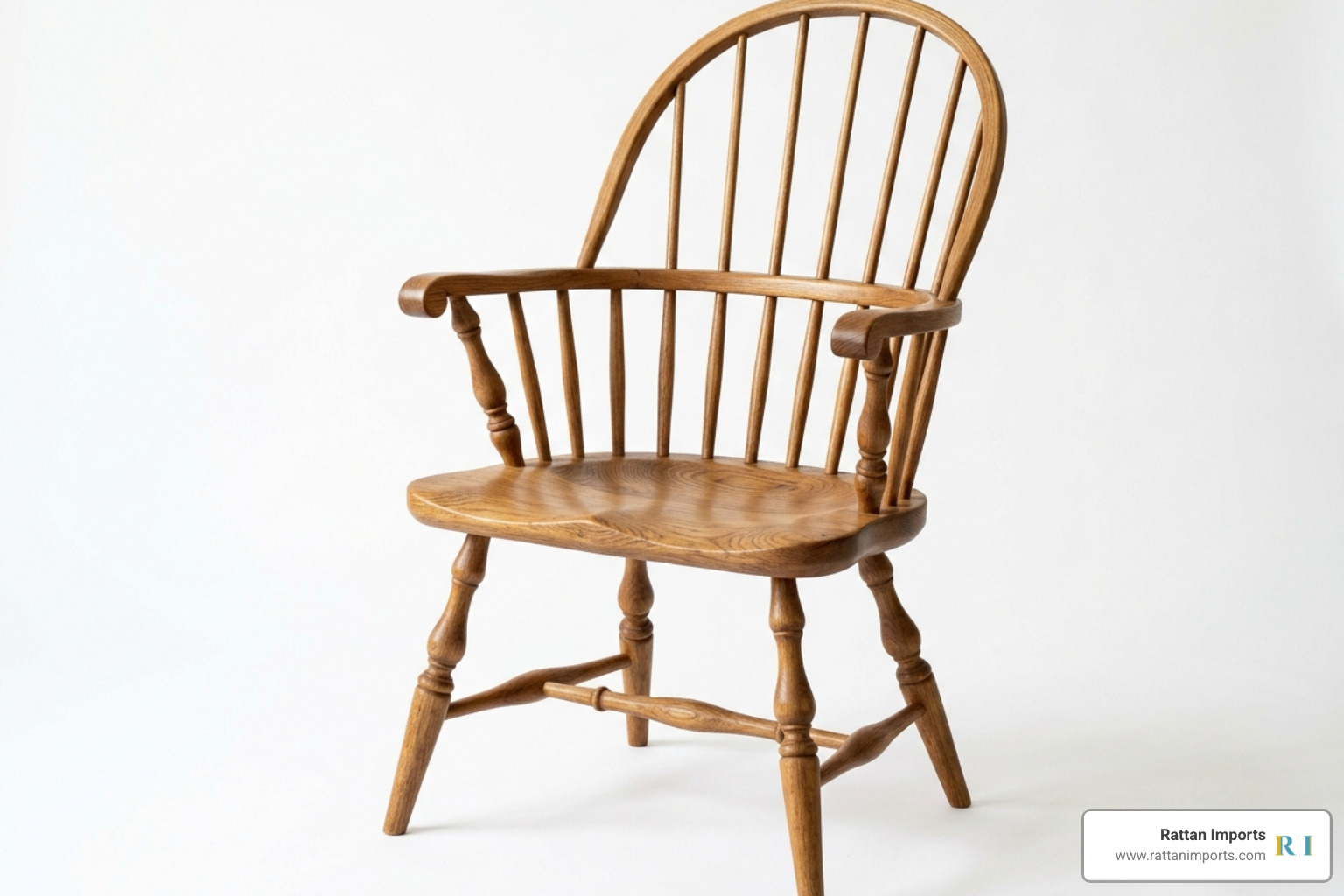Sack-back Windsor chair with a deep saddle seat and turned legs - windsor chairs with arms for sale