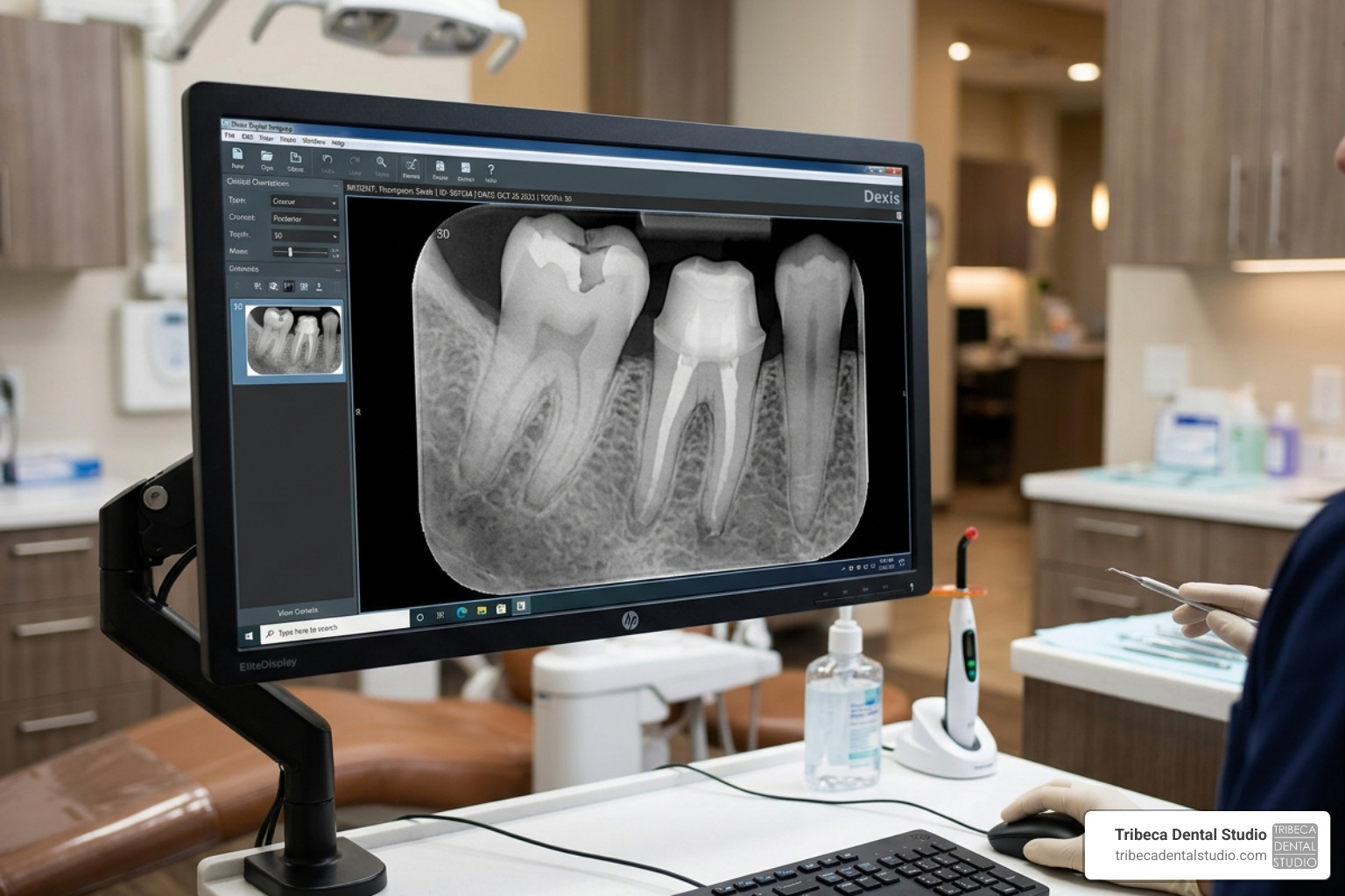 A digital dental X-ray showing a tooth prepared for a crown - dental crown cost NYC