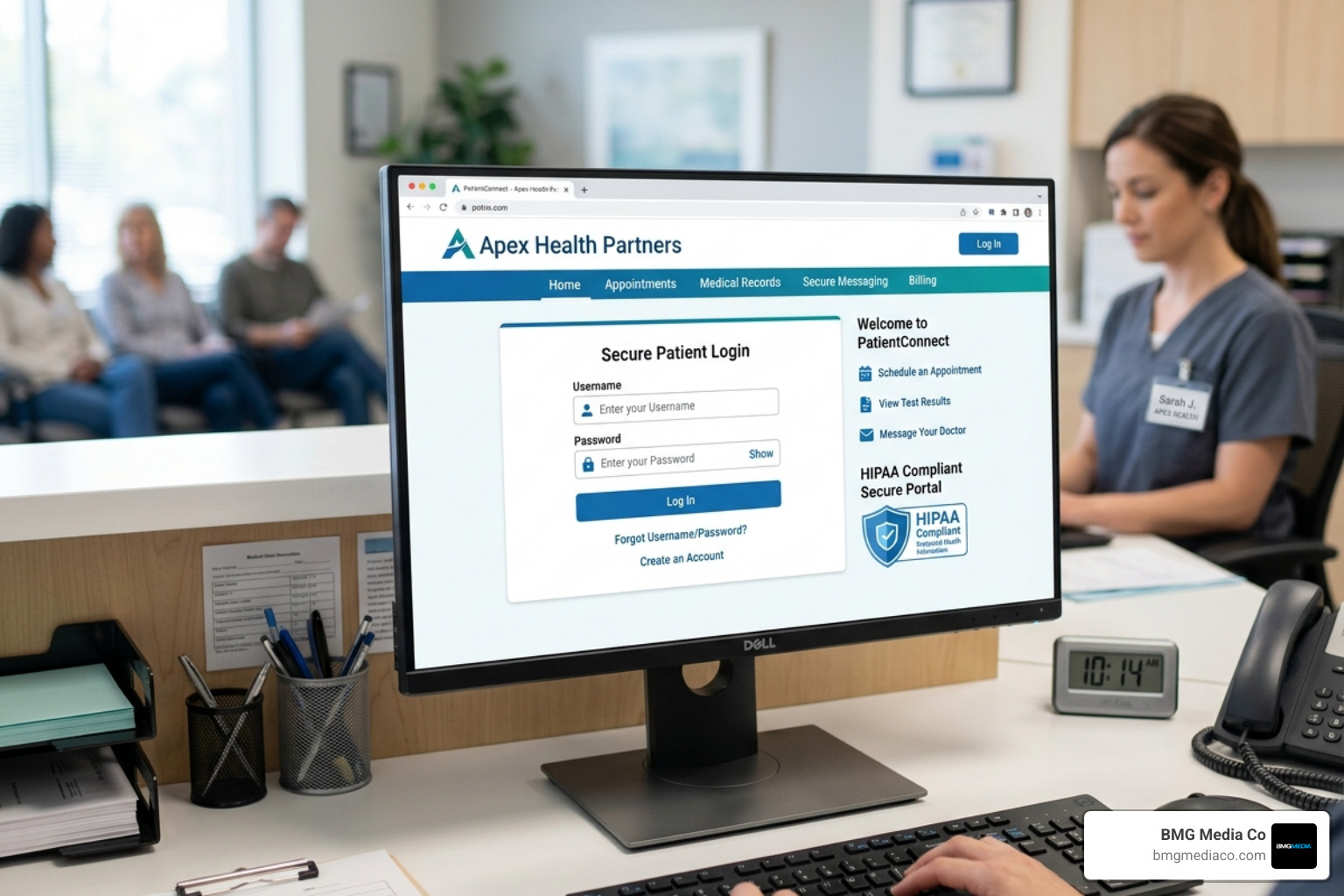 secure patient portal interface - web development for healthcare