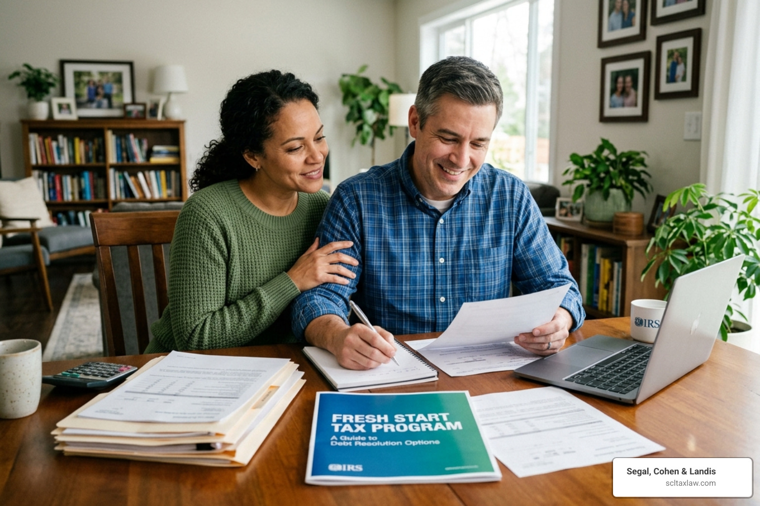 Legal gavel and tax forms representing the resolution of tax debt through official IRS programs - Fresh start tax program