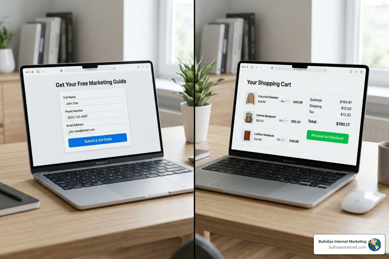 Comparison of lead capture forms versus e-commerce shopping carts - PPC for lead generation