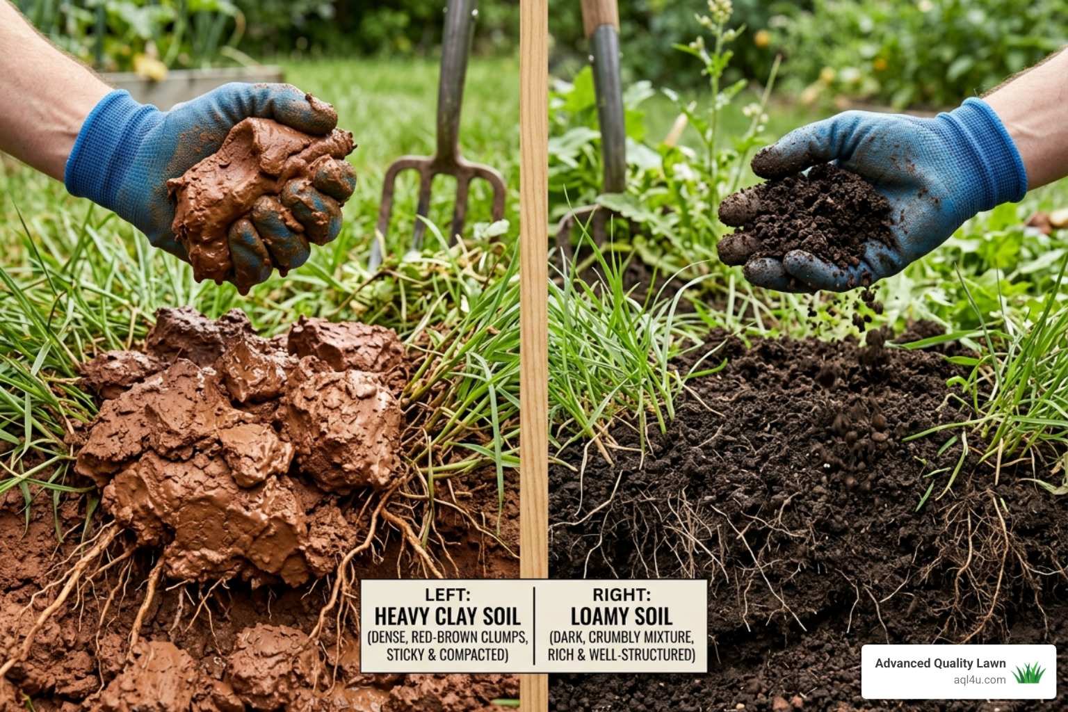 heavy clay soil vs loamy soil comparison lawn maintenance akron ohio