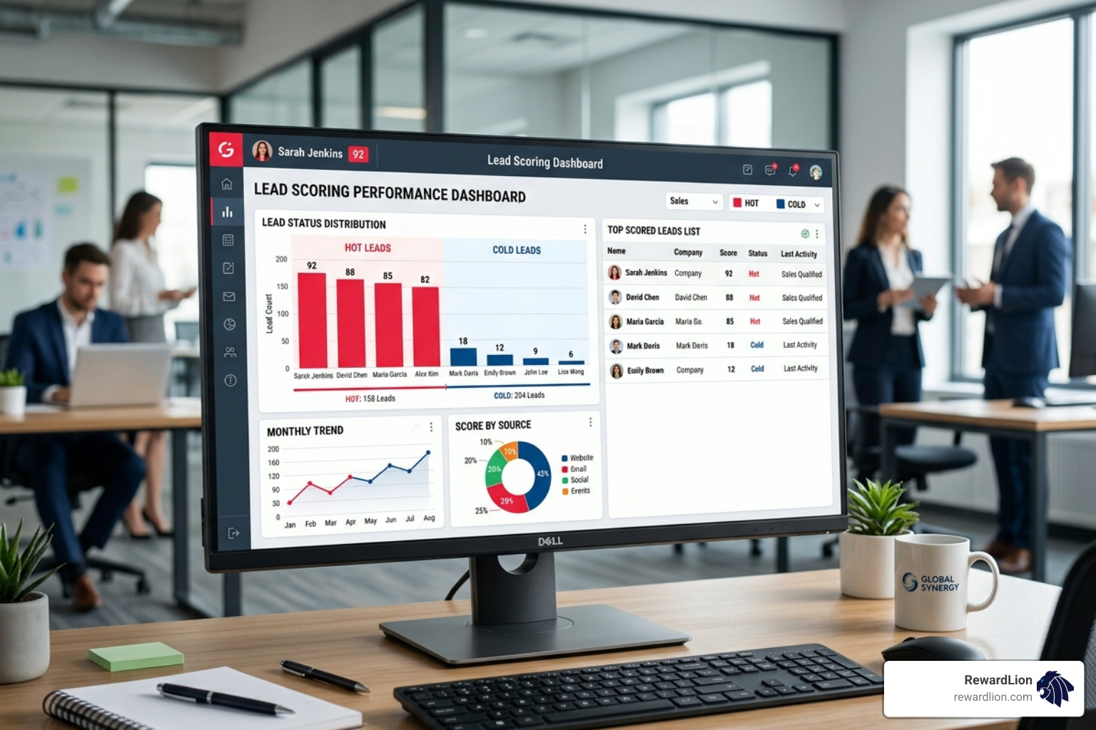 A lead scoring dashboard showing hot vs. cold prospects - lead capture software