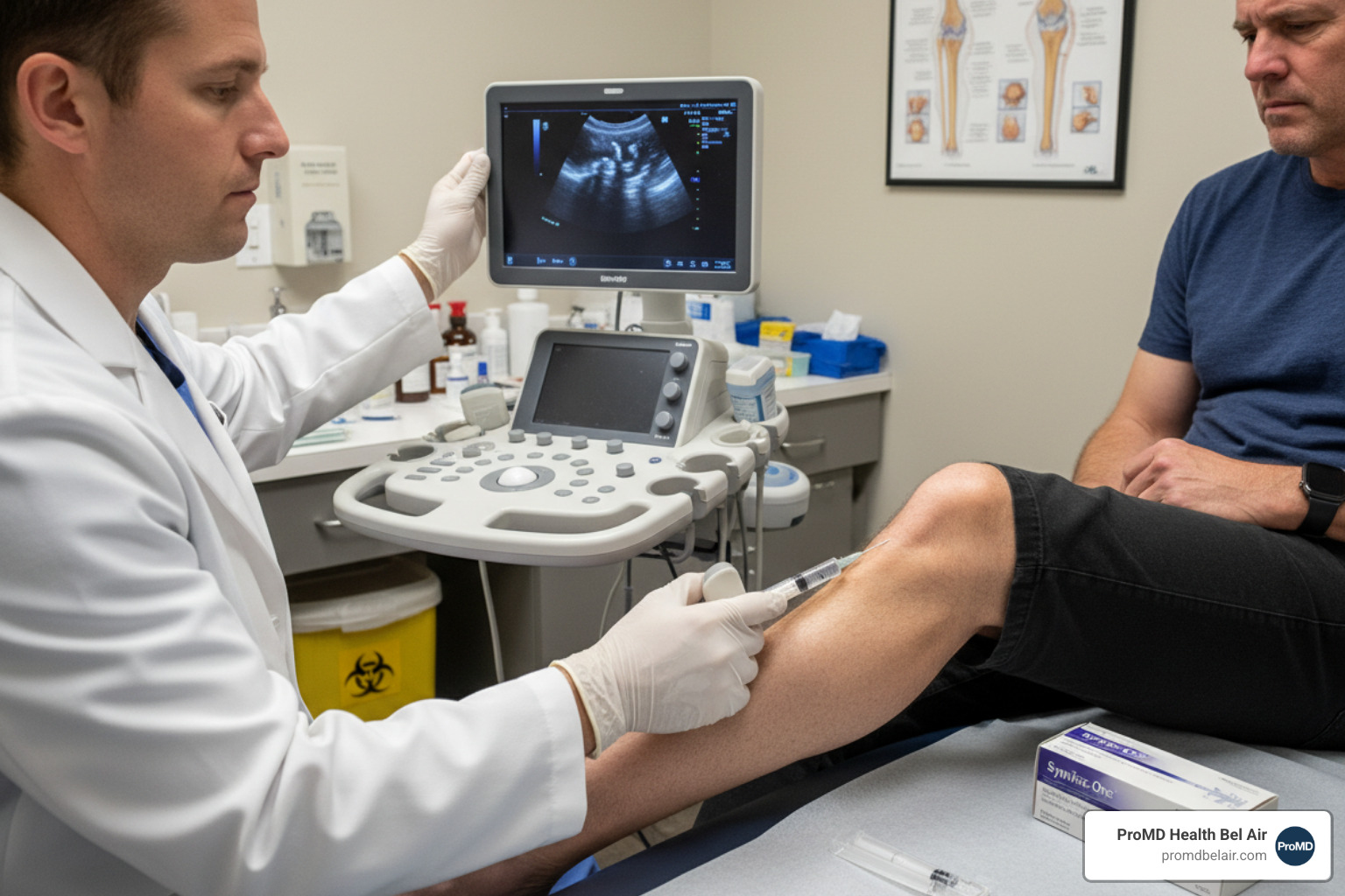 Medical professional administering an injection into a knee - where can i get a synvisc and get the injection in belair md
