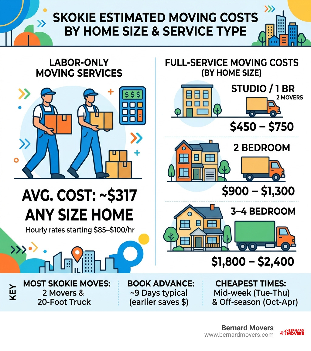 Infographic showing Skokie moving costs by home size and service type - cheap movers skokie il infographic Infographic showing Skokie moving costs by home size and service type - cheap movers skokie il infographic