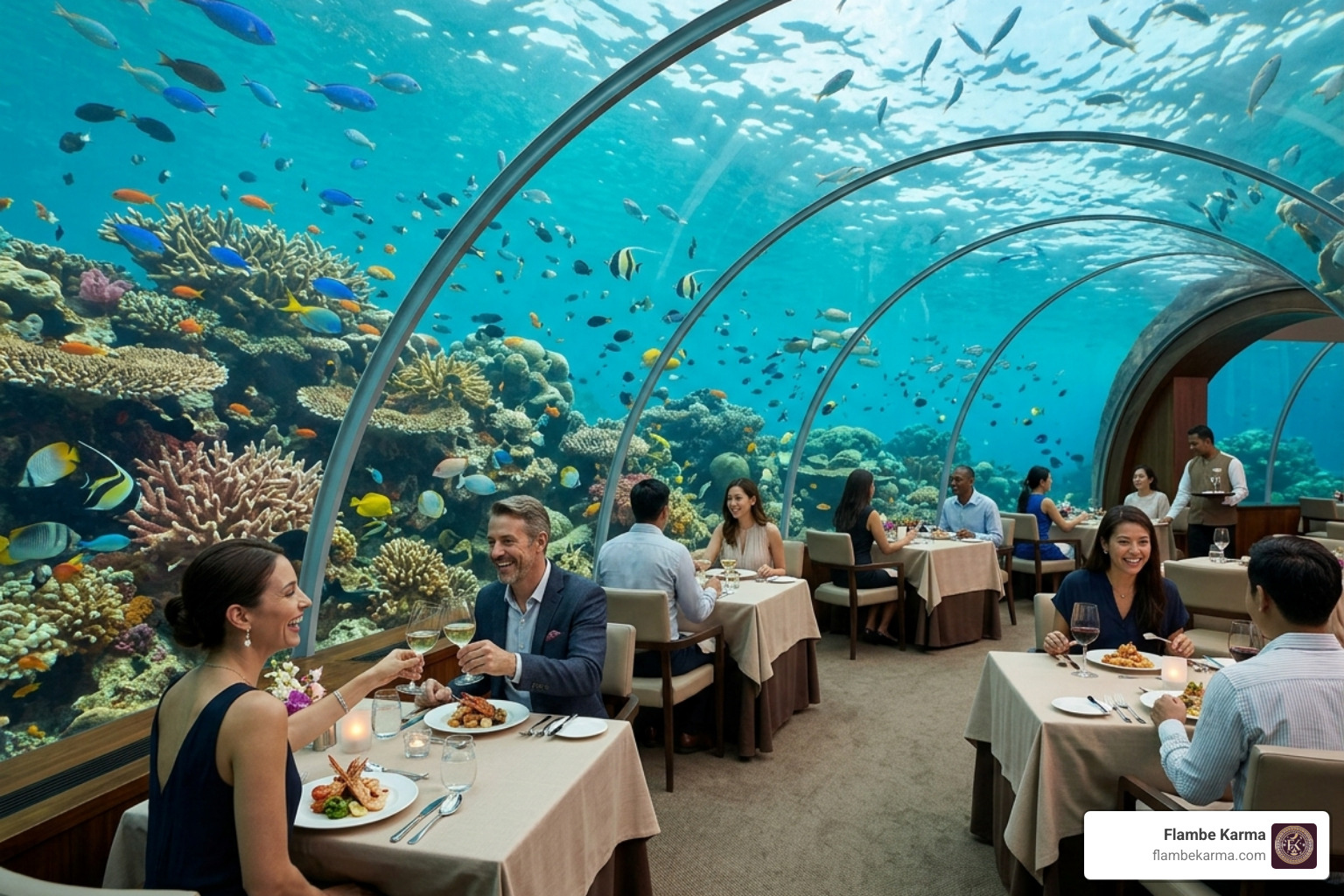 underwater glass restaurant with coral views - unique dining experiences