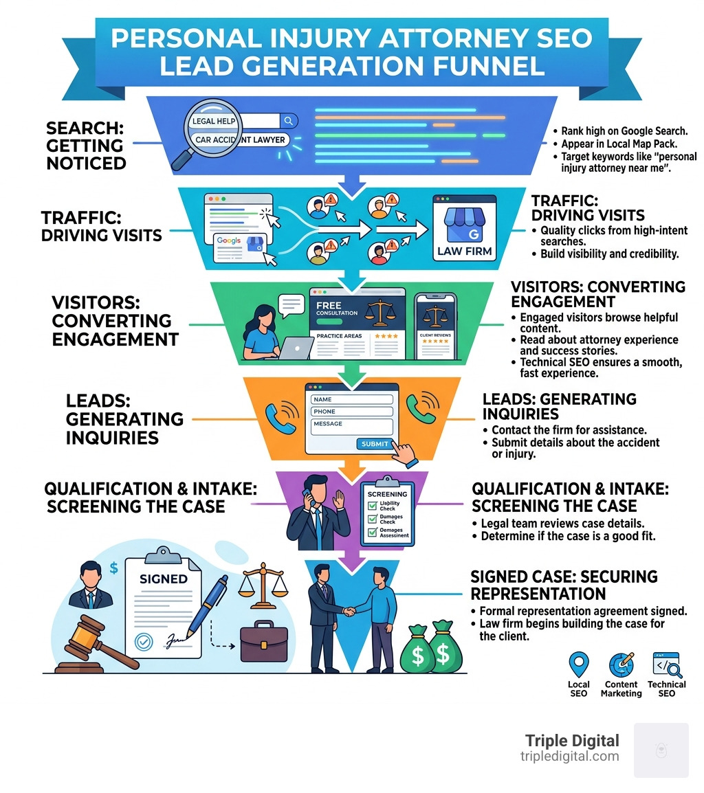 Personal injury attorney SEO lead generation funnel from search to signed case - seo for personal injury attorneys Personal injury attorney SEO lead generation funnel from search to signed case - seo for personal injury attorneys