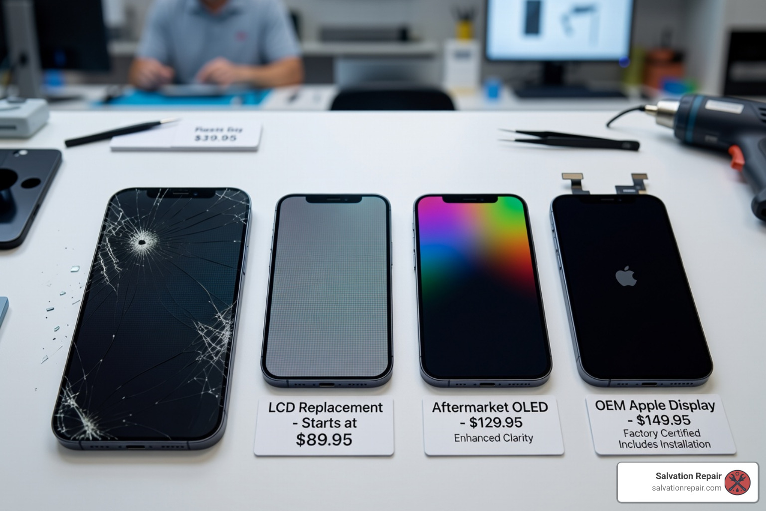 iPhone 12 cracked screen repair options workflow infographic - iPhone 12 cracked screen infographic 