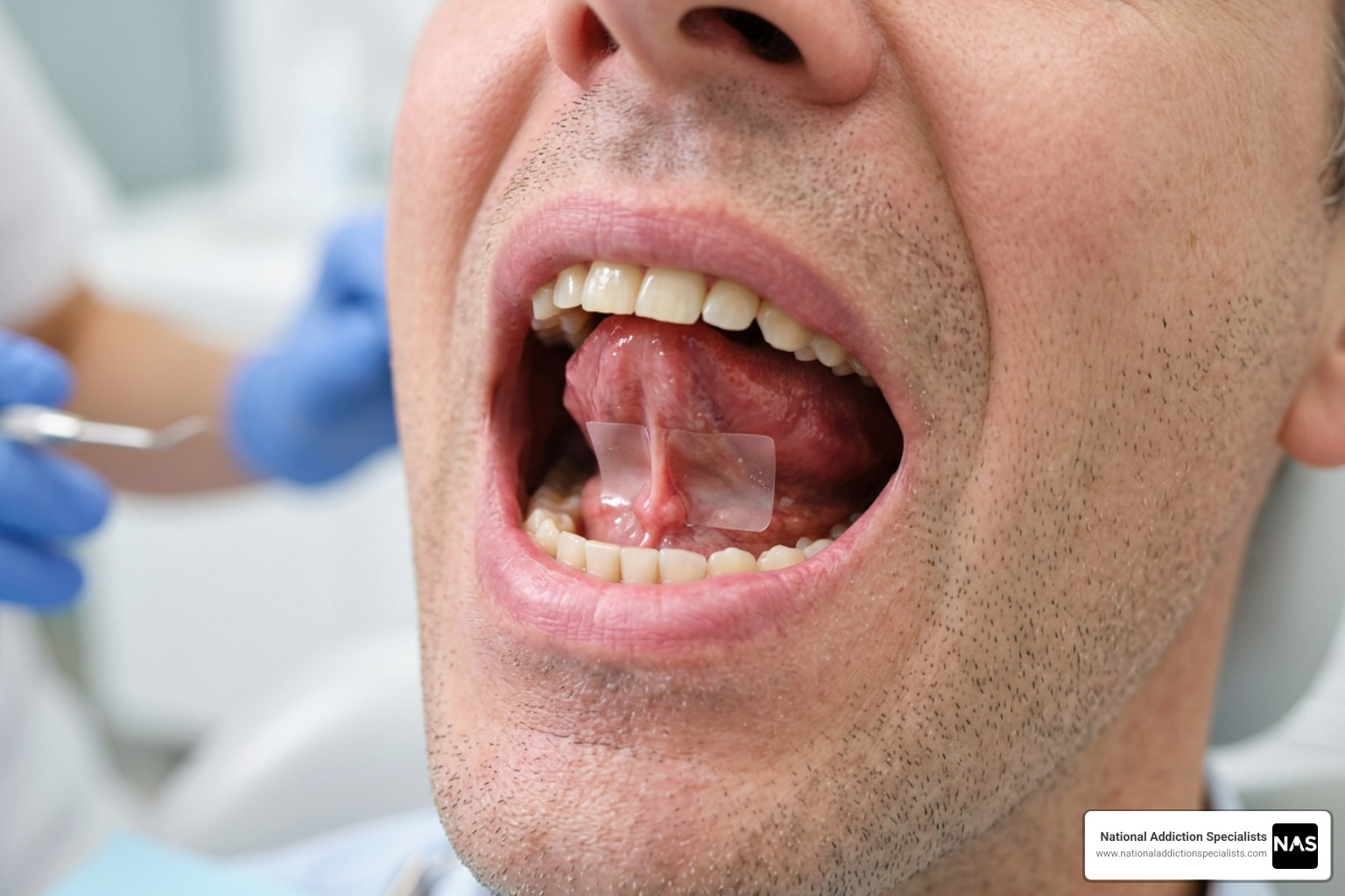 Proper sublingual placement of Suboxone film under the tongue - Suboxone at home