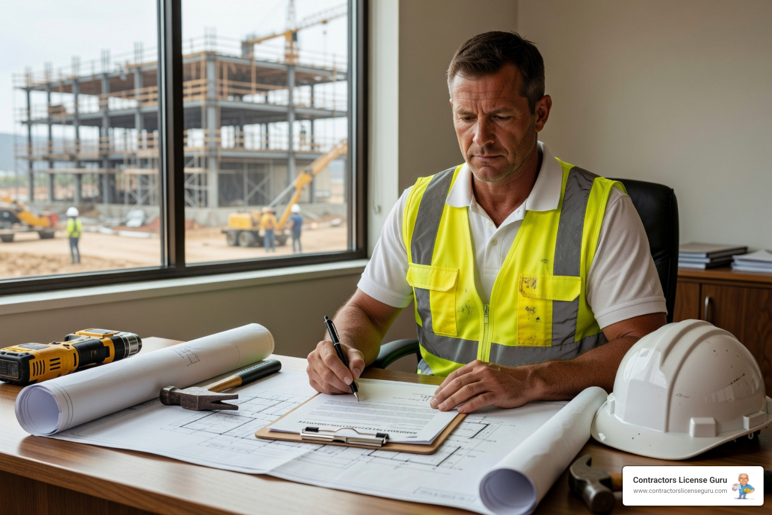 contractor signing a legal agreement - general contractors test