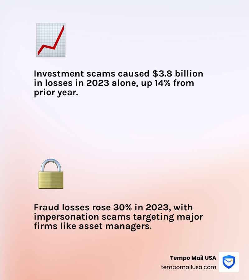Infographic showing the 30% increase in fraud losses and the $3.8B lost to investment scams - janus henderson investors scam Infographic showing the 30% increase in fraud losses and the $3.8B lost to investment scams - janus henderson investors scam