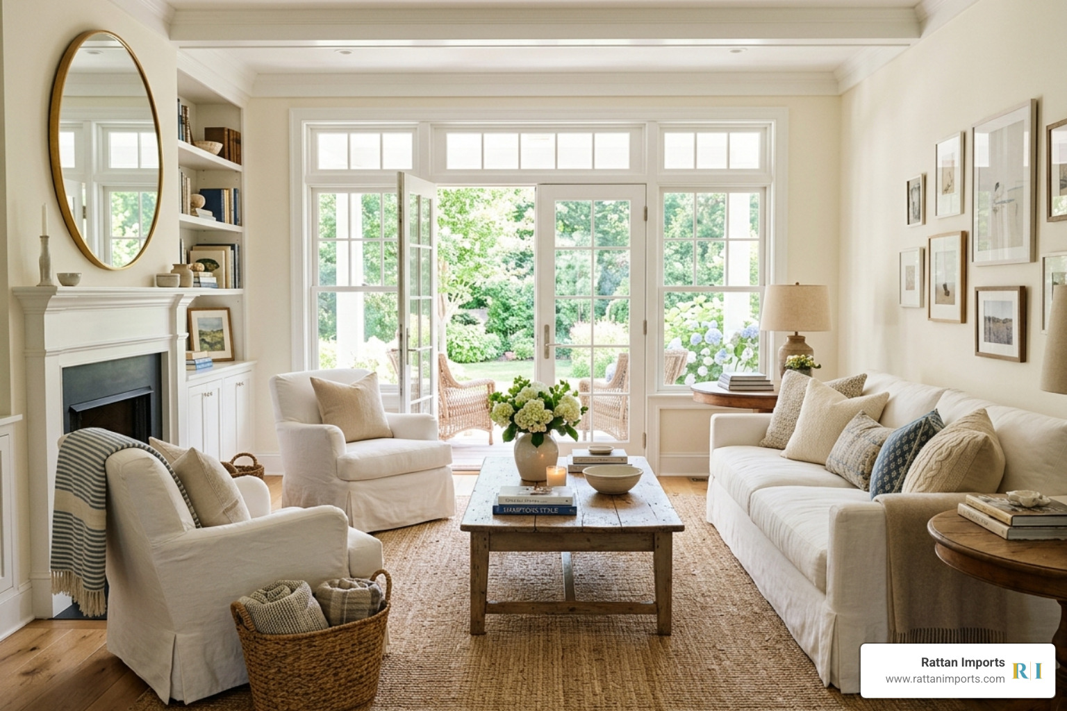 Nancy Meyers Aesthetic sun-drenched living room slipcovered seating cozy luxury - Nancy Meyers Aesthetic
