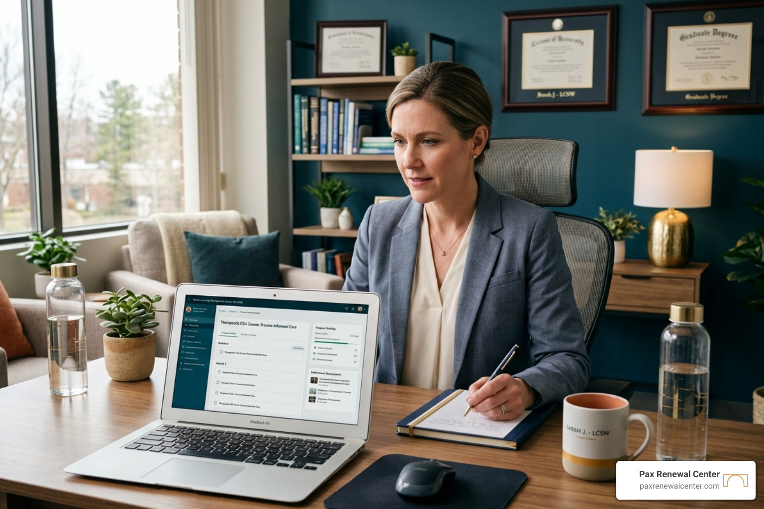 clinician using an online learning management system for professional training - professional training for therapists clinician using an online learning management system for professional training - professional training for therapists