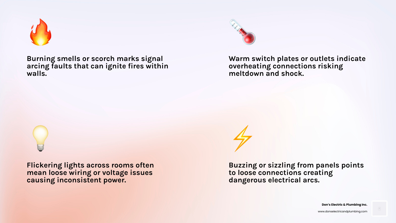 Infographic showing 10 electrical issues that require a licensed electrician and why DIY is dangerous - electrical issues Infographic showing 10 electrical issues that require a licensed electrician and why DIY is dangerous - electrical issues