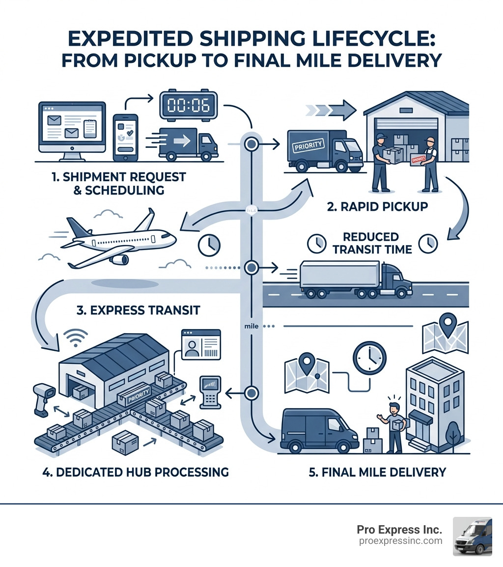 Expedited shipping lifecycle from pickup to final mile delivery infographic - expedited shipping infographic Expedited shipping lifecycle from pickup to final mile delivery infographic - expedited shipping infographic