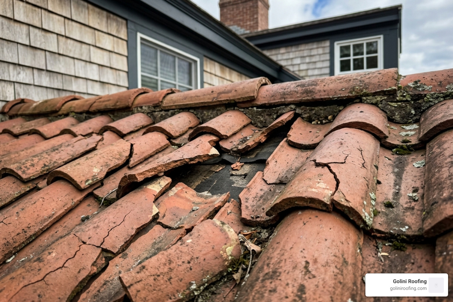 Cracked roof tiles requiring immediate attention - tile roof repairs ipswich Cracked roof tiles requiring immediate attention - tile roof repairs ipswich
