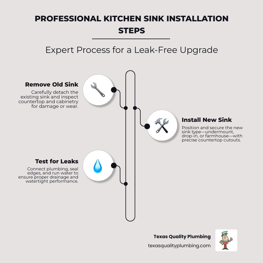 Infographic showing steps and benefits of professional kitchen sink installation in Cypress TX - kitchen sink installation Infographic showing steps and benefits of professional kitchen sink installation in Cypress TX - kitchen sink installation