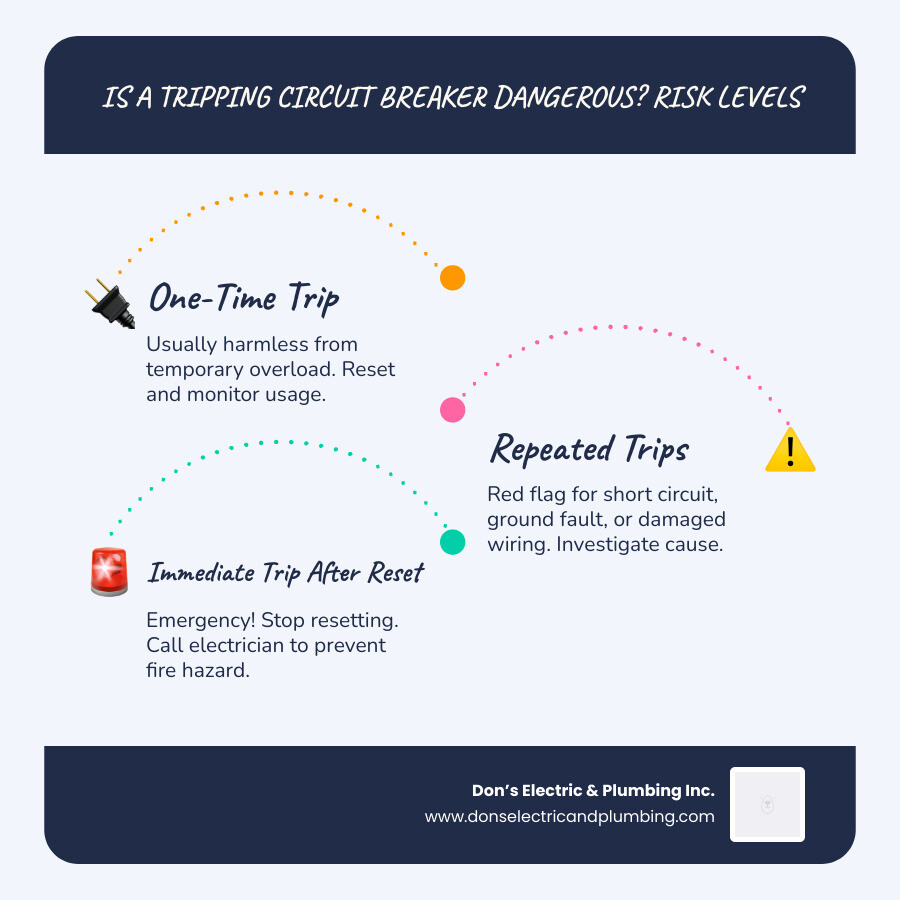 Infographic: Is a tripping circuit breaker dangerous — risk levels and what to do - is a tripping circuit breaker dangerous Infographic: Is a tripping circuit breaker dangerous — risk levels and what to do - is a tripping circuit breaker dangerous