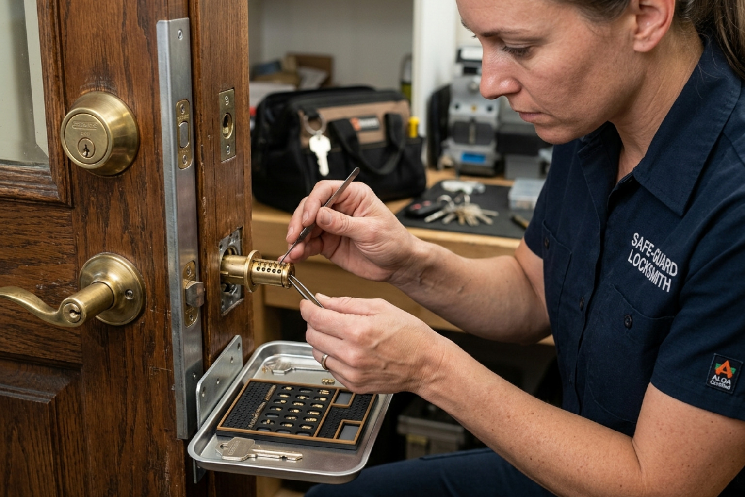 professional locksmith rekeying a door with precision tools - locksmith tweed heads