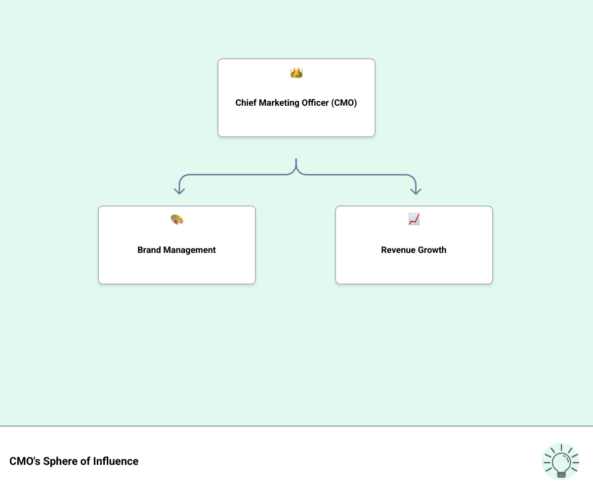 Infographic showing the CMO's sphere of influence within the C-suite and key responsibilities - chief marketing officer Infographic showing the CMO's sphere of influence within the C-suite and key responsibilities - chief marketing officer
