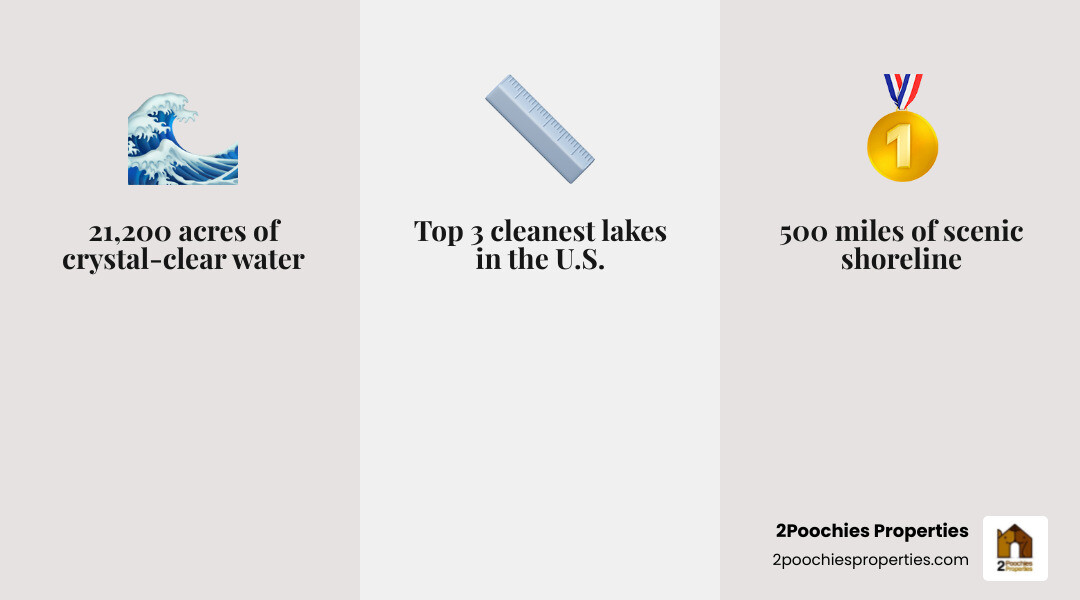 Infographic showing Smith Lake Alabama key statistics including acreage, shoreline miles, water quality ranking, and