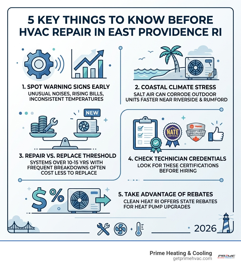 Infographic: 5 key things to know before HVAC repair in East Providence RI - HVAC repair East Providence infographic 
