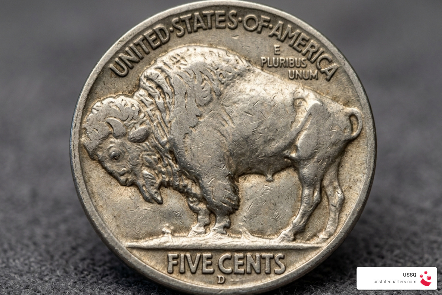 buffalo nickel reverse detail showing mint mark location below five cents - buffalo nickel buffalo nickel reverse detail showing mint mark location below five cents - buffalo nickel